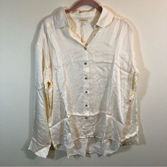 DONNI. Silky Button Down in Cream Creme XS NWT - Picture 2 of 12